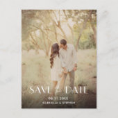 写真モダン結婚式日付の保存 案内ポストカード (正面)