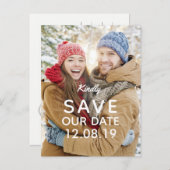 写真モダン結婚式日付の保存 案内ポストカード (正面/裏面)