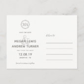 写真モダン結婚式日付の保存 案内ポストカード (裏面)