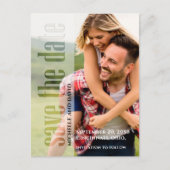 写真モダン結婚式日付の保存 案内ポストカード (正面)