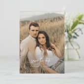 写真モダン結婚式日付カード招待状 セーブザデート (スタンド正面)