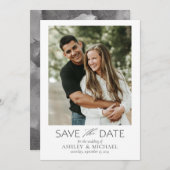 写真モダン結婚式日付テンプレートの保存 セーブザデート (正面/裏面)