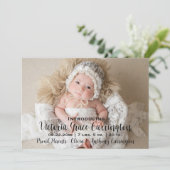 写真モダン統計の名前の誕生発表 案内状 (スタンド正面)