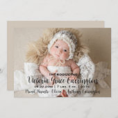 写真モダン統計の名前の誕生発表 案内状 (正面/裏面)