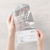 写真モダン縦型4結婚秒 オールインワン招待状 (貼ってはがせる)