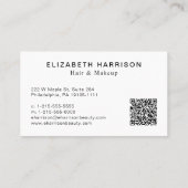 写真モダン美しいヘアメイクQRコード 名刺 (裏面)