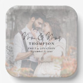 写真モダン背景ミセス氏デイズ結婚ズ ペーパープレート (正面)