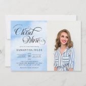 写真モダン花嫁が雲の9つ上にブライダルシャワー 招待状 (正面)