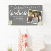 写真モダン花文字列ライト卒業 横断幕 (インサイチュ)