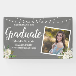 写真モダン花文字列ライト卒業 横断幕