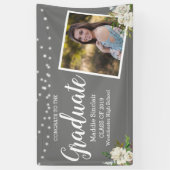 写真モダン花文字列ライト卒業 横断幕 (縦)