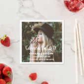 写真モダン葬お祝い生涯記念碑 スタンダードカクテルナプキン (インサイチュ)