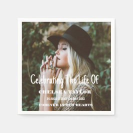写真モダン葬お祝い生涯記念碑 スタンダードカクテルナプキン