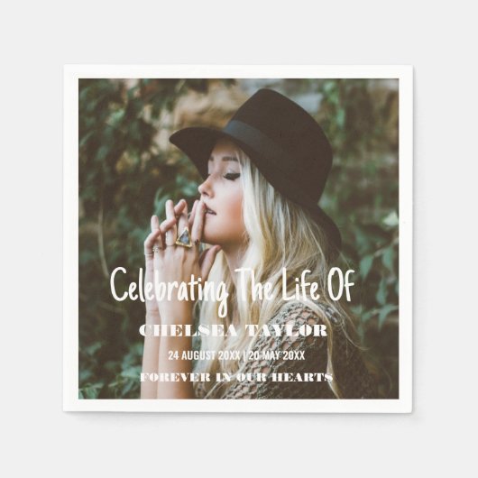 写真モダン葬お祝い生涯記念碑 スタンダードカクテルナプキン (正面)