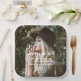 写真モダン葬お祝い生涯記念碑 ペーパープレート