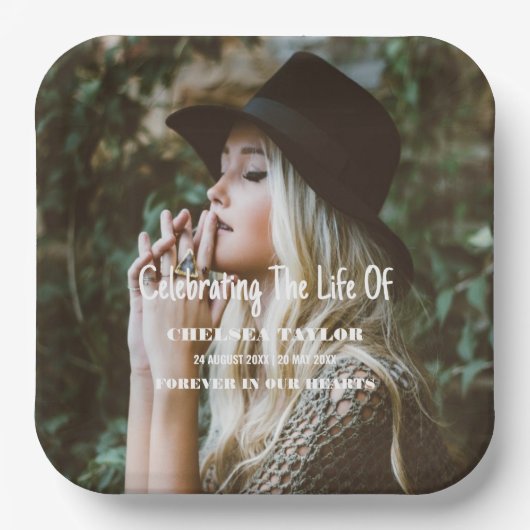 写真モダン葬お祝い生涯記念碑 ペーパープレート (正面)