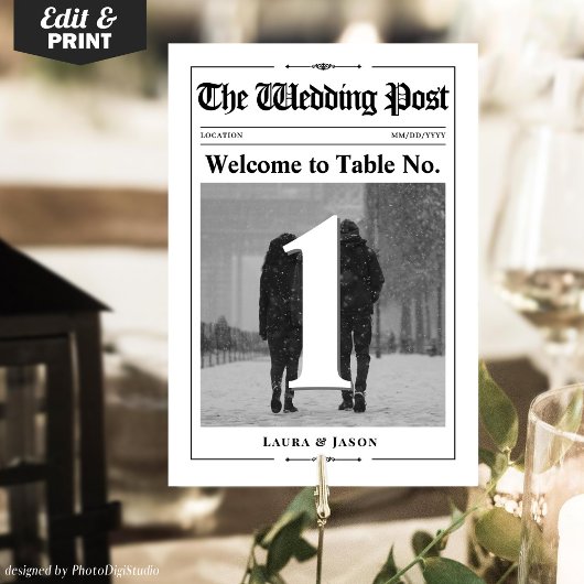 写真モダン表番号カー結婚ド新聞 テーブルナンバー