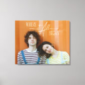 写真モダン記念婚約結婚の日付 キャンバスプリント (正面)