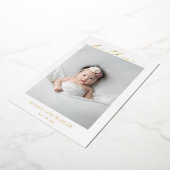 写真モダン誕生エレガントフォイル発表 箔招待状 (回転した状態)