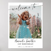 写真モダン誕生日パーティーのサイン ポスター (正面)