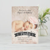写真モダン誕生日パーティー写真招待状 招待状 (スタンド正面)