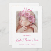 写真モダン誕生発表カード 招待状 (正面/裏面)