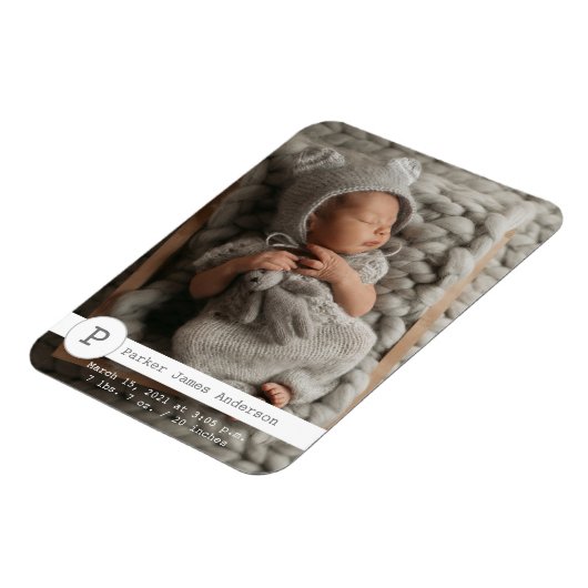 写真モダン誕生発表モノグラム マグネット (左側)