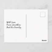 写真モダン赤パーソナライズされたゼブラクリスマス ポストカード (裏面)