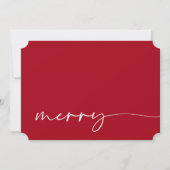 写真モダン赤メリー白の書道クリスマス シーズンカード (正面)