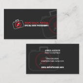 写真モダン赤白灰色 名刺 (正面/裏面)