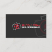 写真モダン赤白灰色 名刺 (正面)