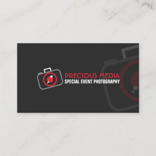 写真モダン赤白灰色 名刺 (正面)