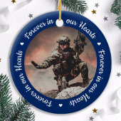 写真モダン軍隊退役軍人USA国旗のメモリアル セラミックオーナメント