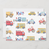 写真モダン輸送1歳の誕生日招待状 招待状 (裏面)