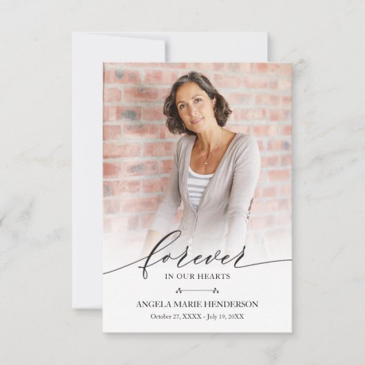 写真モダン追悼記念悔やみや弔慰 サンキューカード (正面)