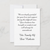 写真モダン追悼記念悔やみや弔慰 サンキューカード (裏面)