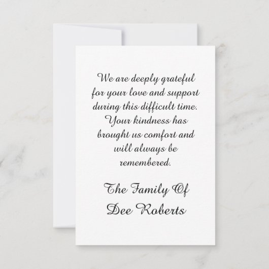 写真モダン追悼記念悔やみや弔慰 サンキューカード (裏面)