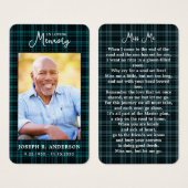 写真モダン追悼記念祈りの言葉カード (正面&裏面)