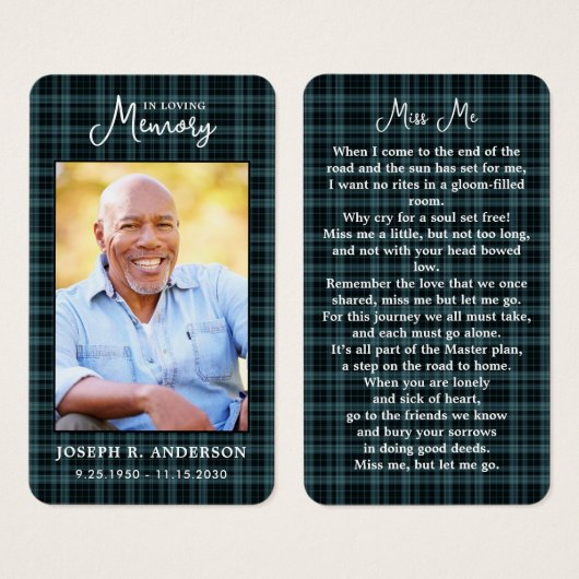 写真モダン追悼記念祈りの言葉カード (正面&裏面)