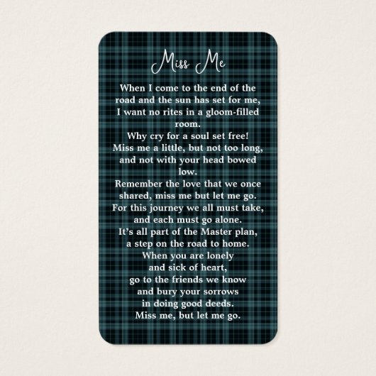 写真モダン追悼記念祈りの言葉カード (裏面)