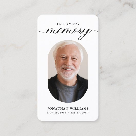 写真モダン追悼記念祈りの言葉 コーリングカード (正面)