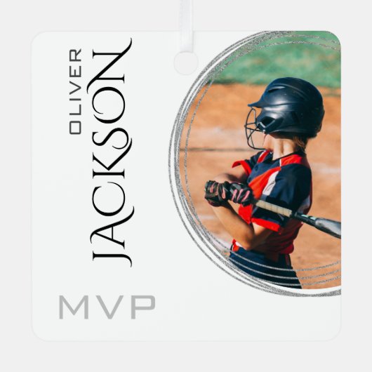 写真モダン野球カードの追加 メタルオーナメント (正面)