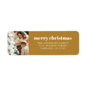 写真モダン金ゴールドでミニマルなメリークリスマス ラベル (正面)