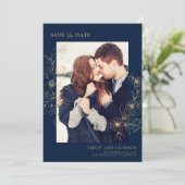 写真モダン金ゴールドエレガントフローラの保存 セーブザデート (スタンド正面)