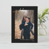 写真モダン金ゴールドメリークリスマスブラック シーズンカード (スタンド正面)