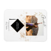 写真モダン金ゴールド卒業パーティー発表Ma マグネット (横)