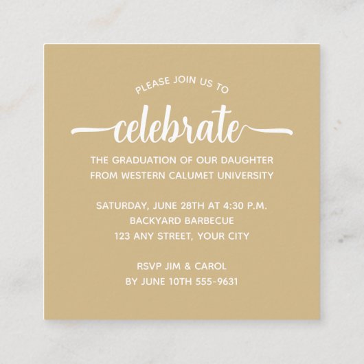 写真モダン金ゴールド卒業 エンクロージャーカード (裏面)