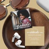 写真モダン金ゴールド卒業 エンクロージャーカード