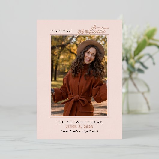 写真モダン院生赤面 箔招待状 (立ち正面)