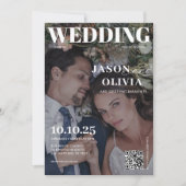 写真モダン雑誌表紙ユニーク結婚の 招待状 (正面)